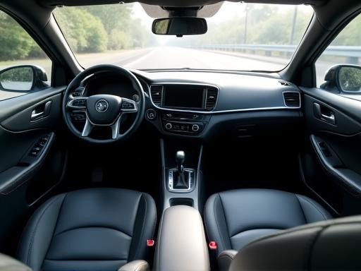Spotlessly clean car interior showing dashboard and steering wheel