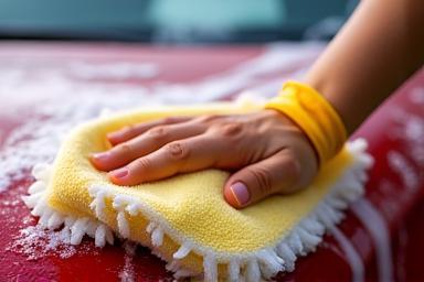Gentle hand car wash in progress